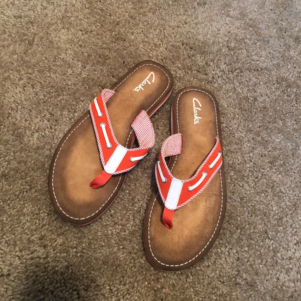 Clark’s flip flops
